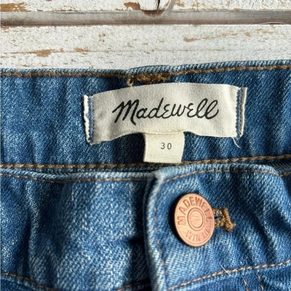 Madewell, raw hem, denim skirt, zipper fly, size 30 - Picture 3 of 9